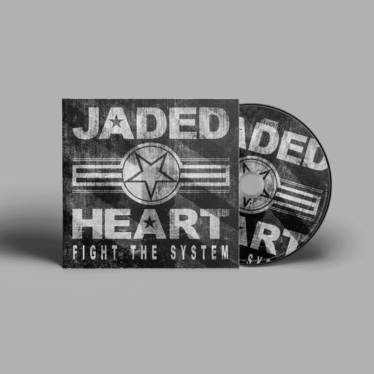 Jaded Heart CD 'Fight The System' in digipack format featuring industrial-style cover with bold white text and star emblem on dark background.