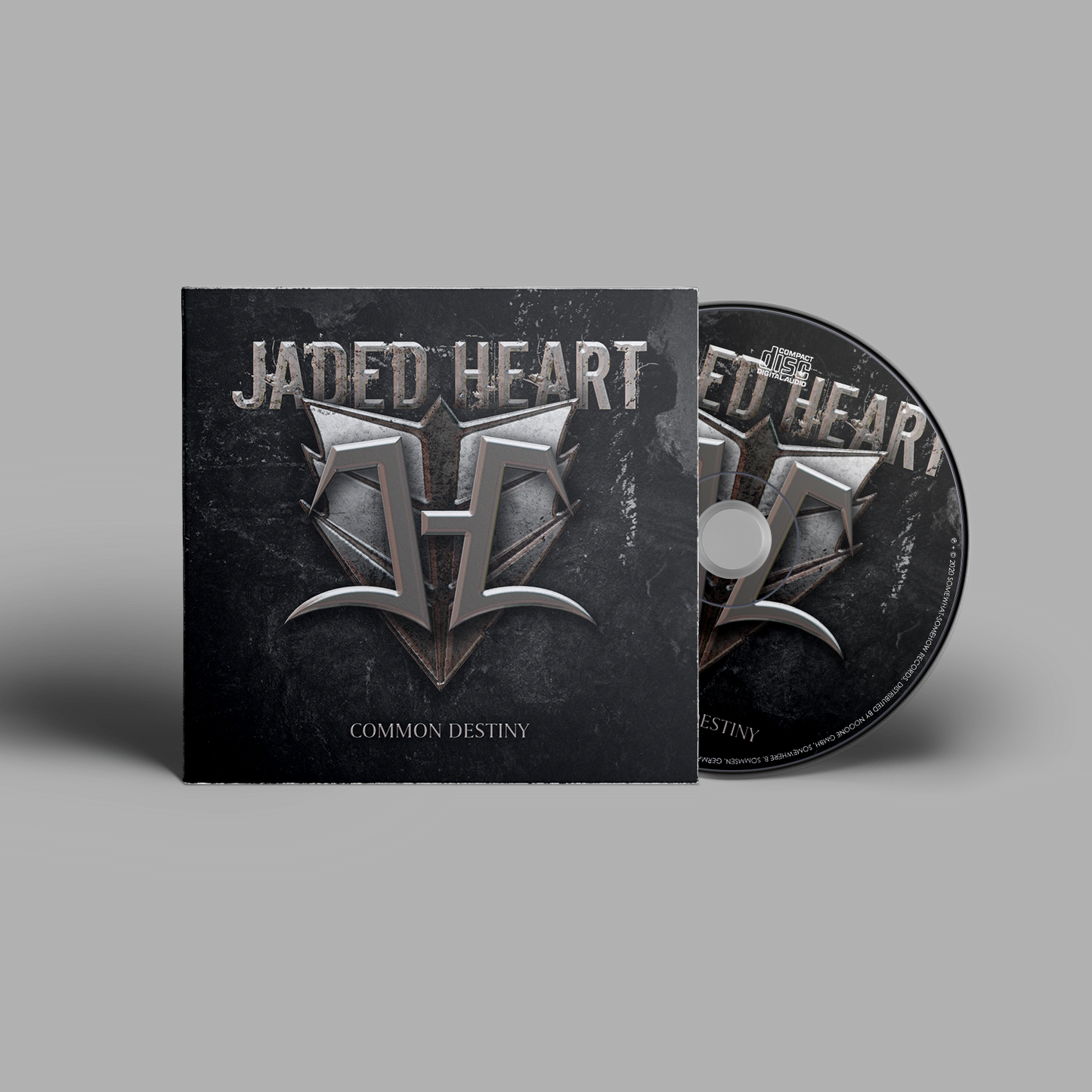 Jaded Heart CD 'Common Destiny' digipack featuring metallic band logo on dark textured background CD and cover art.