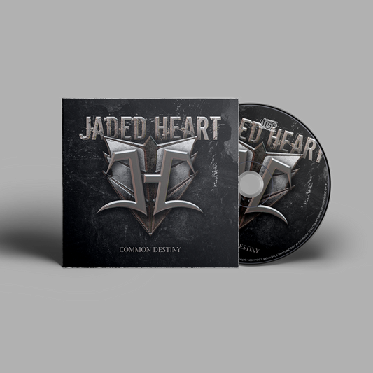 Jaded Heart CD 'Common Destiny' digipack featuring metallic band logo on dark textured background CD and cover art.
