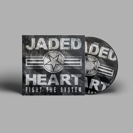 Jaded Heart CD 'Fight The System' in digipack format featuring industrial-style cover with bold white text and star emblem on dark background.