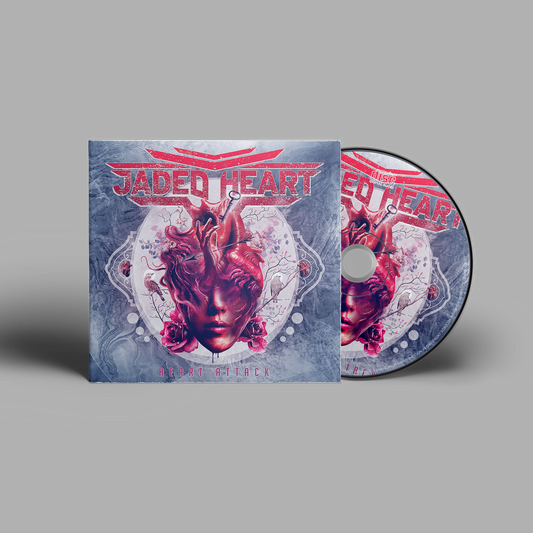 Jaded Heart CD 'Heart Attack' digipack featuring surreal heart and face artwork in red tones, ideal for rock music collectors.