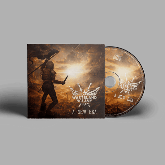 CD cover and disc with 'Wasteland Clan' design on a gray background